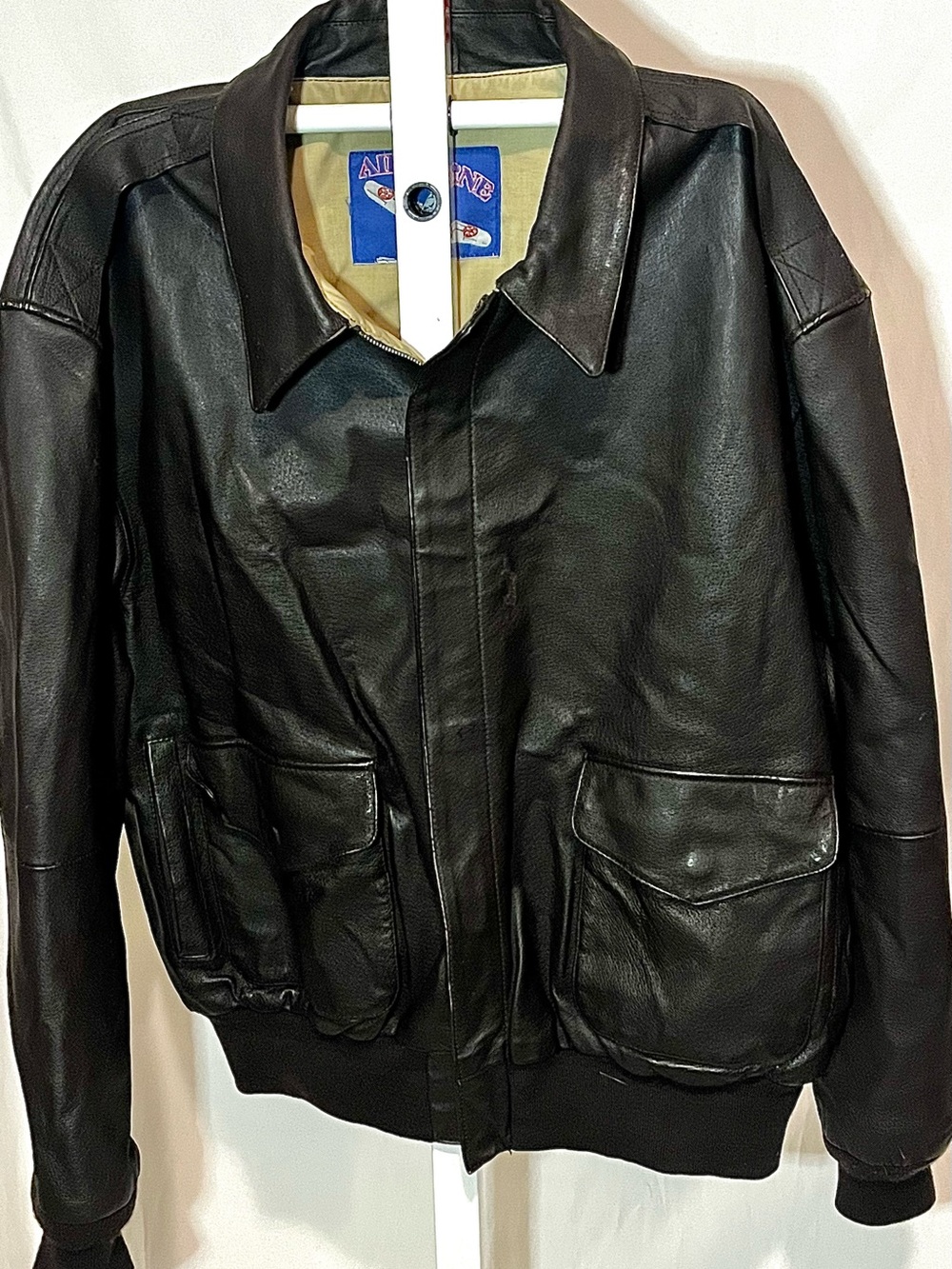 Vintage Airborne Leather Bomber Jacket - XL